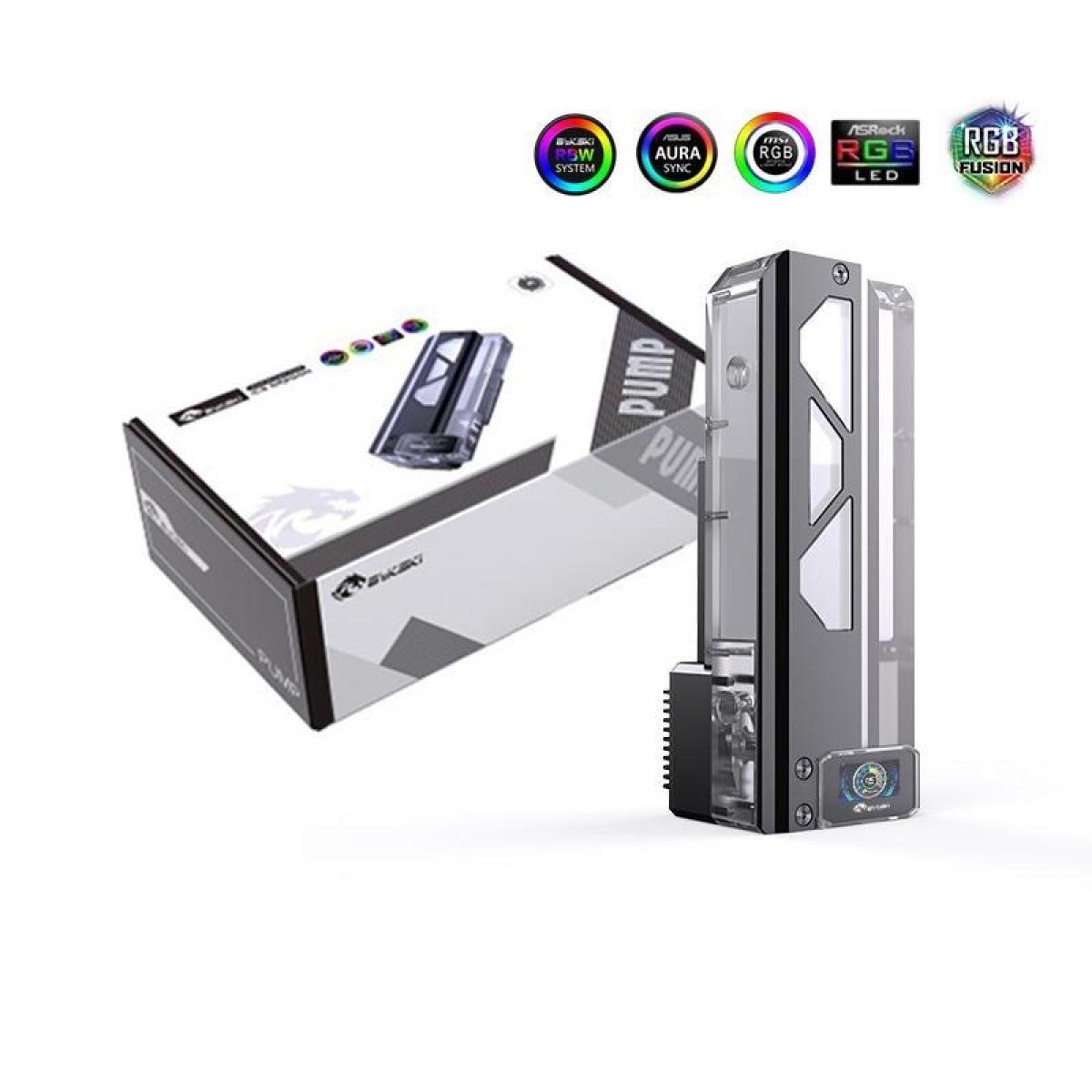 Bykski Square Pump Reservoirs, Matte Acrylic Pump-Reservoir Combination, Pump And Water Tank, Transparent 5v Addressable RGB (RBW) (CP-DDC-X-TK220-V2) | CP-DDC-X-TK220-V2 | - CompuMe