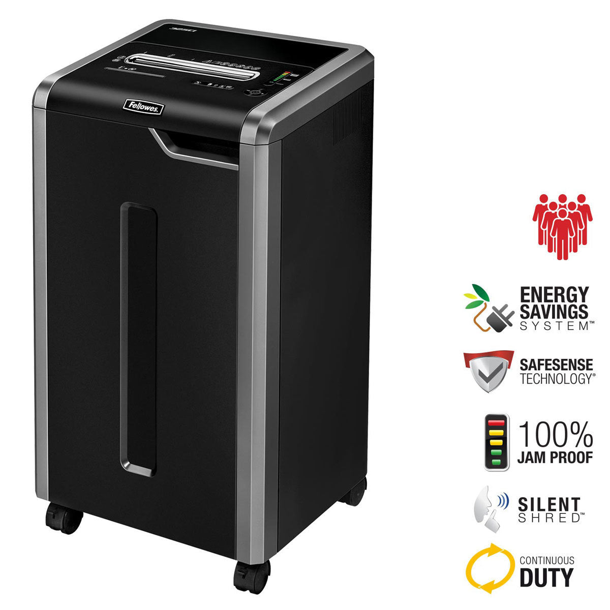 Fellowes Powershred 325ci 100% Jam Proof 22 Sheet Cross Cut Commercial Grade Paper Shredder - CompuMe