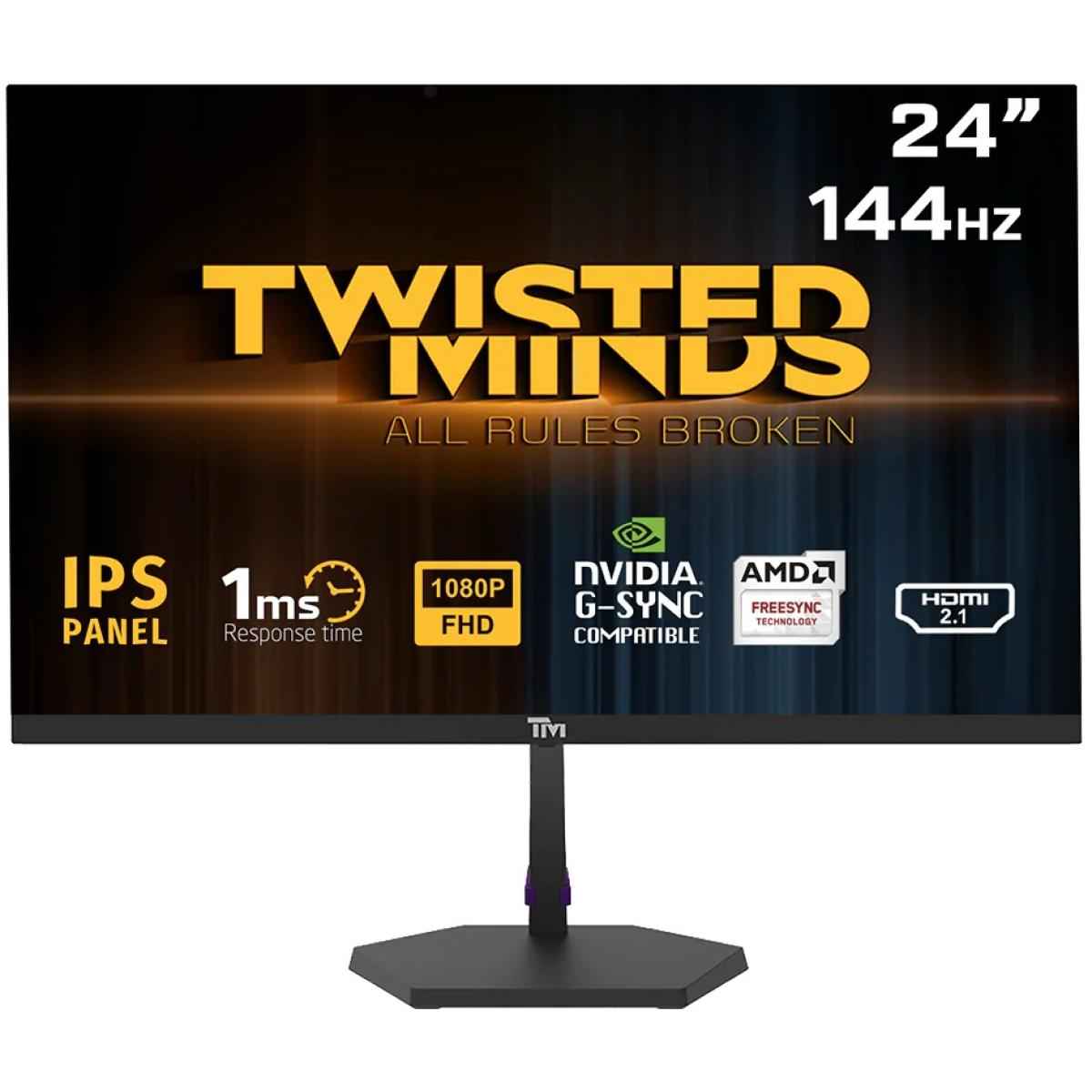TwistedMinds 24" FHD Flat Gaming Monitor, IPS, 144Hz, 1ms MPRT, Console Ready HDMI 2.1, Nvidia G-SYNC & AMD-SYNC w/ Built-in Speakers | TM24FHD144IPS |
