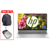 HP Laptop 15-fd0267ne (2024) NEW 13th Gen Intel Core i7 10-Cores Slim Design w/ Backlit Keyboard Bundle (Customized) ((HP BackPack + HP Z3700 Mouse)) - Silver