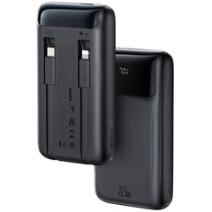 Mcdodo Mc 0241 Power Bank 10000mah 22.5w Super Fast Charging With Build In Type C & Lightning Cable Smart Lcd Digital Display Black