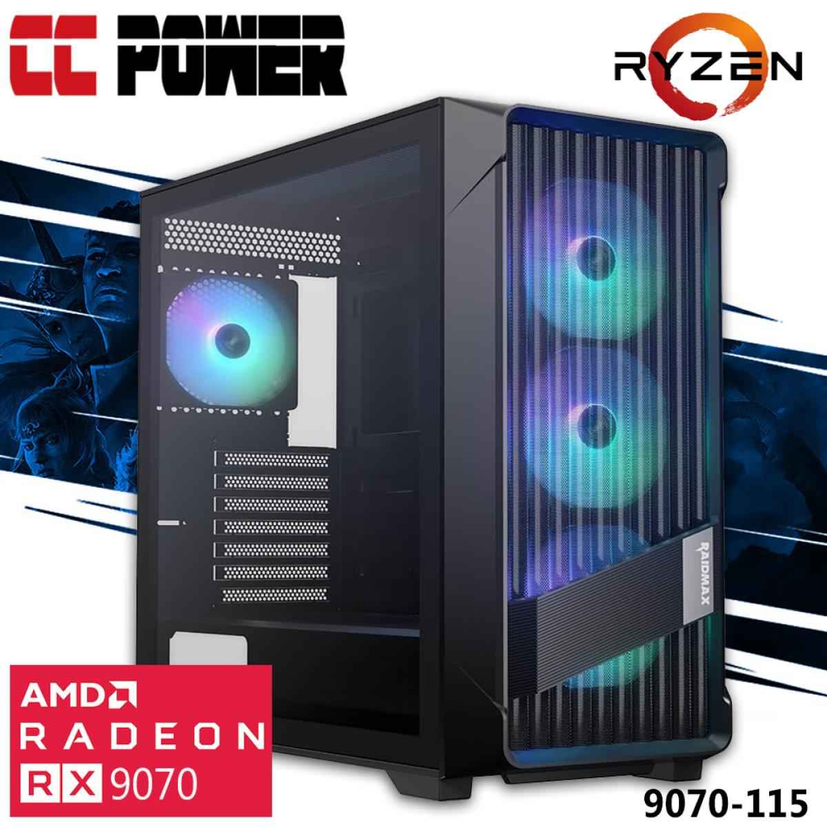 Cc Power 9070 115 Gaming Pc New 9gen Amd Ryzen 9 9900x 12 Cores W/ Amd Radeon 9070 16gb Ddr6 & Advanced Air Cooler