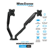 Fantech Workstation MBD1 Dual-Arm Monitor Mount, 90 Degree for 13" to 32" Screen Adjustable Spring Dual Monitor Arm Bracket for Desk