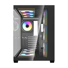 Fantech CG85X Lumina X Tempered Glass Mid Tower Gaming Case Black - (6ARGB Fans)