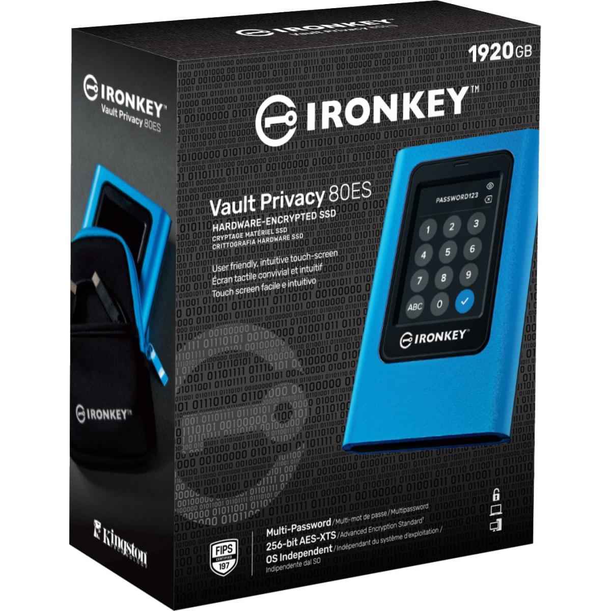 Kingston Ironkey Vault Privacy 80 1920gb External Ssd Type C Xts Aes Encrypted Touch Screen Fips 197