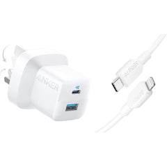 Anker 323, 33w Wall Charger + Usb C To C Cable 3ft, Usb Type A & Usb Type C Interface, Aiveshield Safety System, Portable, Universal Compatibility, White
