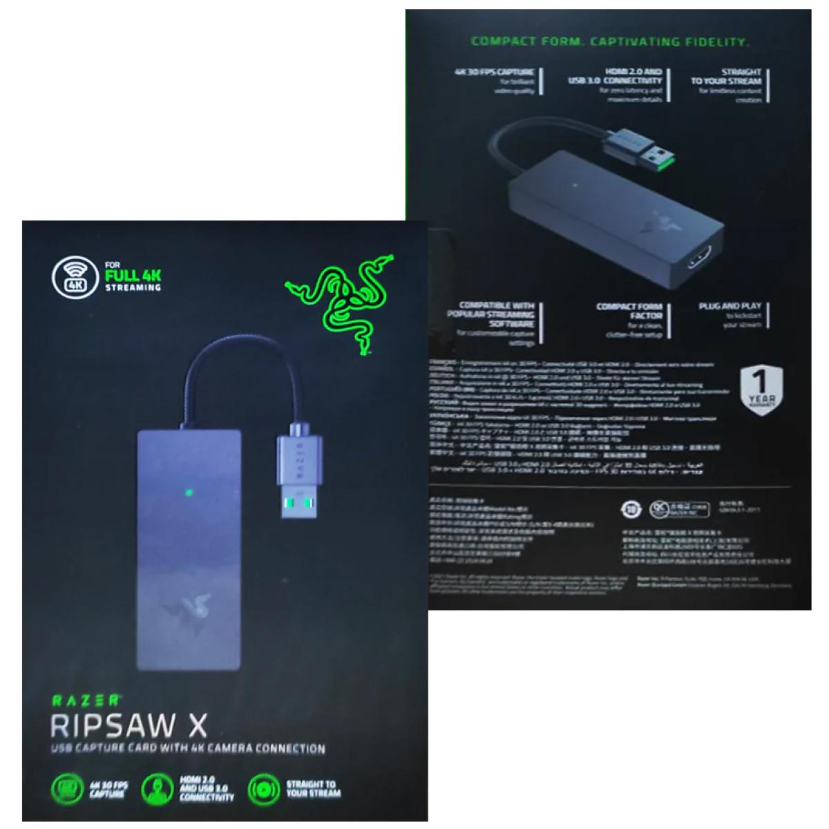 Razer Ripsaw X Usb Capture Card 4k 30fps Obs & Streamlabs For Streaming Gaming Video Conference Hdmi 2.0 & Usb 3.0 Razer Ripsaw X Usb Capture Card 4k 30fps Obs & Streamlabs For Streaming Gaming Video Conference Hdmi 2.0 & Usb 3.0