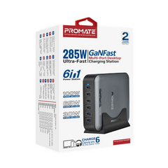Promate PowerBase-GaN285 285W Ultra-Fast GanFast Multi-Port Desktop Charging Station