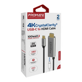 Promate HDMI-PD100 4K USB-C to HDMI Cable – 100W PD Passthrough