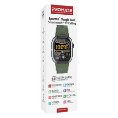 Promate SportFit Tough-Built Smart watch with BT Calling - Green