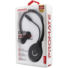 Promate Engage Bluetooth Headset Over The Head Headphone Noise Cancelling Mic & Built In Control Black - CompuMe