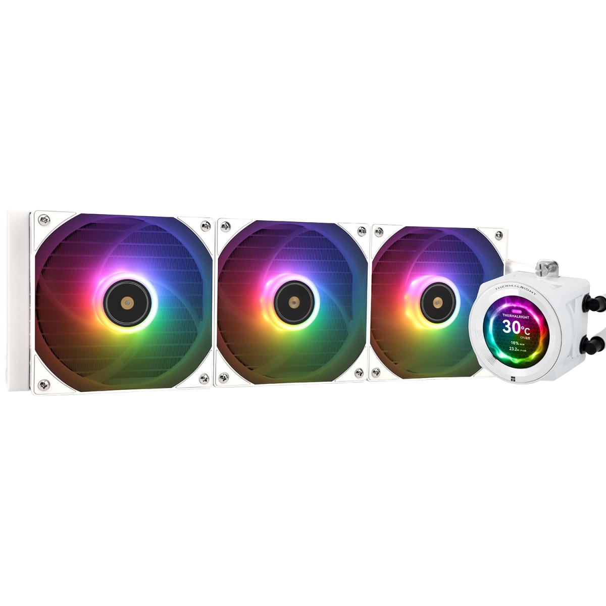 Thermalright Core Vision 360 WHITE ARGB CPU Liquid Cooler w/ 2.1" IPS LCD Display, High Performance AIO w/ 3x TL-E12W-S V2 | Core Vision 360 WHITE ARGB | - CompuMe Thermalright Core Vision 360 WHITE ARGB CPU Liquid Cooler w/ 2.1" IPS LCD Display, High Performance AIO w/ 3x TL-E12W-S V2 | Core Vision 360 WHITE ARGB | - CompuMe
