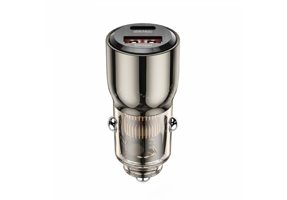 WiWU Wi-QC012 95W PD+QC Fast Zinc Alloy Car Charger Transparent - Black