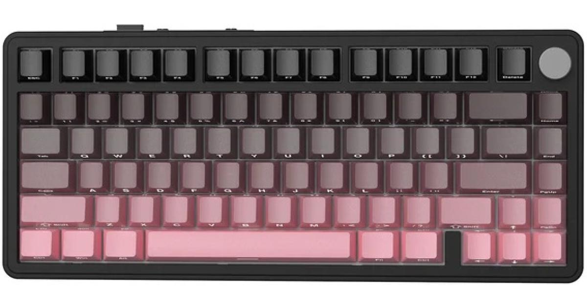 ATTACK SHARK X85 Wireless Mechanical Gaming Keyboard with Knob,Hot Swap,BT/2.4GHz/USB-C,Side Print PBT Keycaps,Gasket,RGB,Coiled Cable,Linear White Jade Switch for Win/PC/MAC, (BlackBerry)