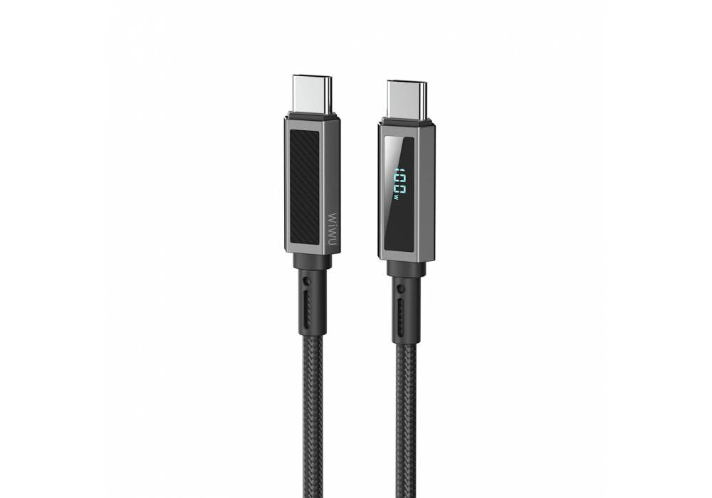 WiWU Wi-C079 1.2m 100W, Ultra-Durable Zinc Alloy Connectors, Warriors Link Series Nylon Braided, PD Fast Charging Cable - Black