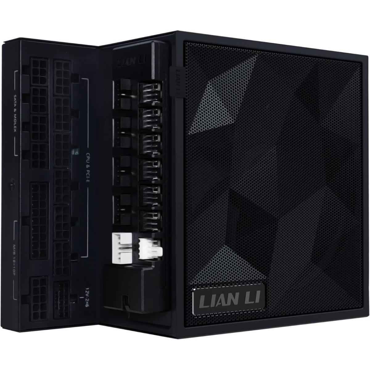 Lian Li Edge 1200w 80+ Gold Full Modular (fan Hub Included) Atx 3.0 3.1 Pcie 5.1 L Shape Design For Dual Chamber Case 120mm Fdb Fan Supports Up To 4 Usb Device Black