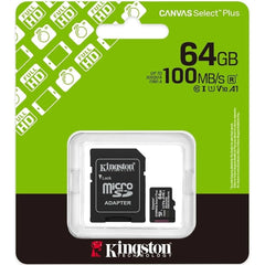 Kingston SDCS3/64GB Canvas Sele Plus 64GB microSDXC Card Up to 100MB/s A1 Class 10 UHS-I with Adapter