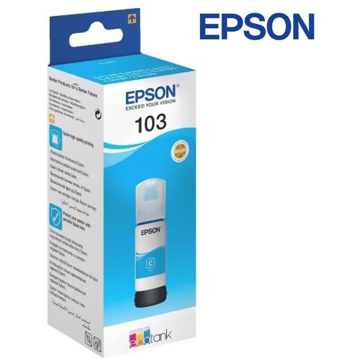 Genuine Epson 103 Ecotank Ink Bottle 65 Ml Cyan - CompuMe