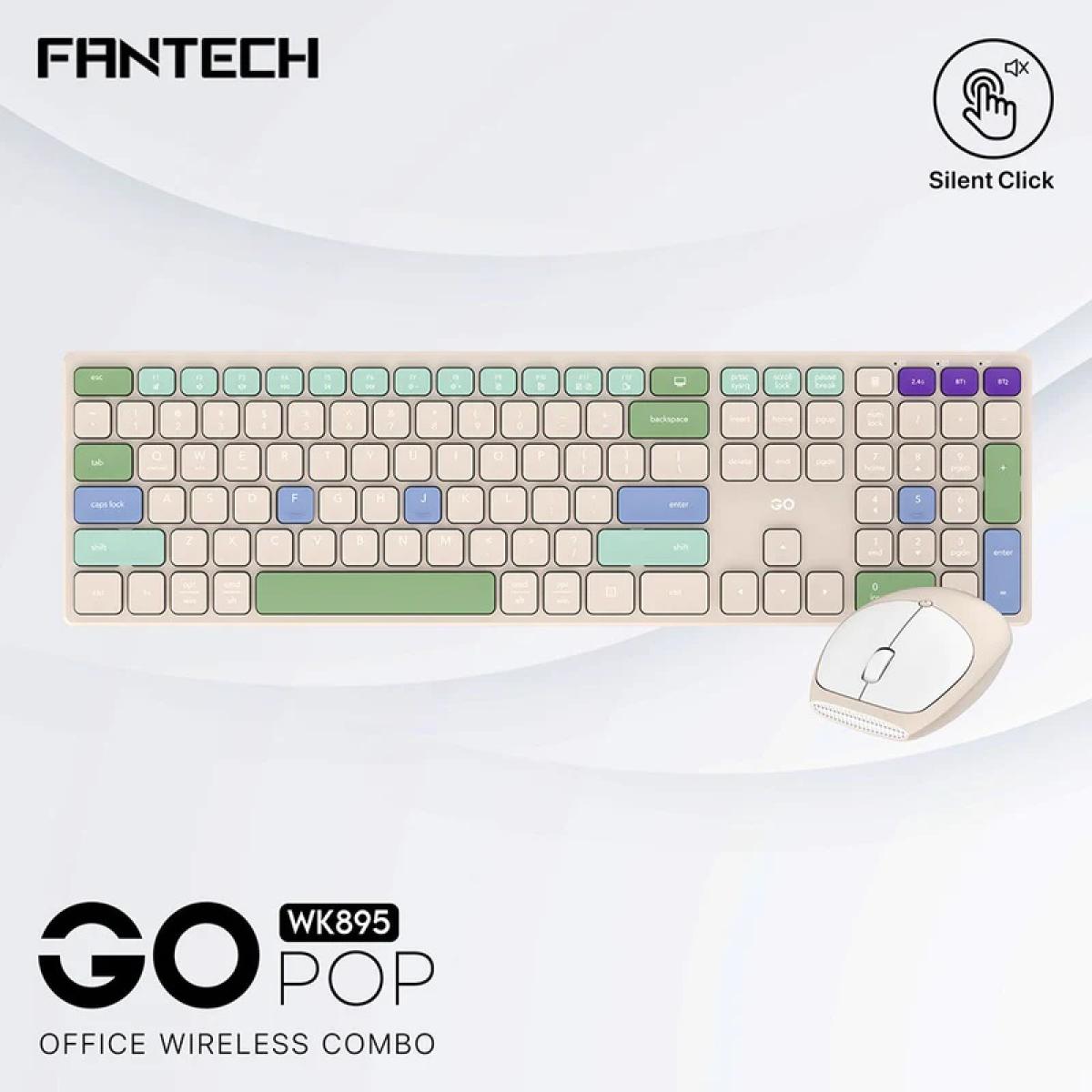 Fantech GO POP WK895 Kit Office Combo 2in1 Wireless Dual Mode (2.4GHz & BT), Silent Switches & Multimedia Function Keys (Beige) For Mac & Win | Fantech GO POP WK895 | - CompuMe Fantech GO POP WK895 Kit Office Combo 2in1 Wireless Dual Mode (2.4GHz & BT), Silent Switches & Multimedia Function Keys (Beige) For Mac & Win | Fantech GO POP WK895 | - CompuMe
