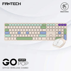 Fantech GO POP WK895 Kit Office Combo 2in1 Wireless Dual Mode (2.4GHz & BT), Silent Switches & Multimedia Function Keys (Beige) For Mac & Win | Fantech GO POP WK895 | - CompuMe