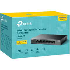 Tp Link Ls106lp 6 Port 10/100mbps Ethernet Switch With 4 Port Poe 41 W Poe Budget Poe Auto Recovery Metal Casing