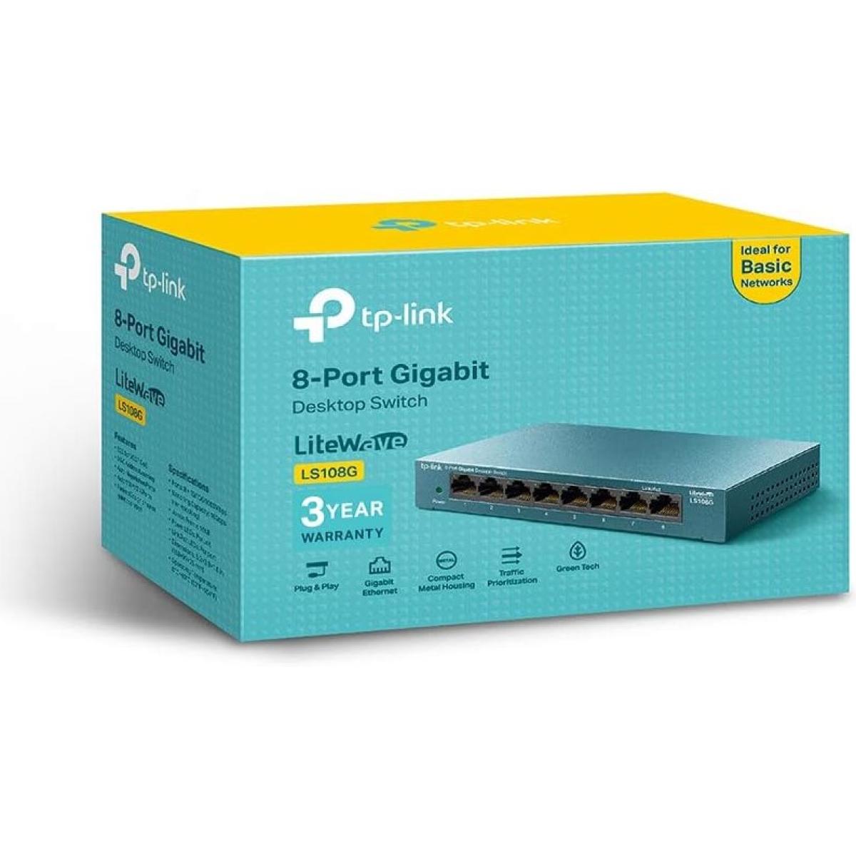 Tp Link Ls108g 8 Port Desktop/wallmount Gigabit Ethernet Switch/hub Network Splitter Steel Case Tp Link Ls108g 8 Port Desktop/wallmount Gigabit Ethernet Switch/hub Network Splitter Steel Case