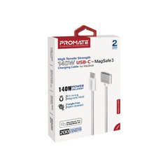 Promate MagCord-140PD MacBook Durable USB-C to MagSafe 3 Charging Cable w/ 140W Power Delivery 2M Nylon Braided