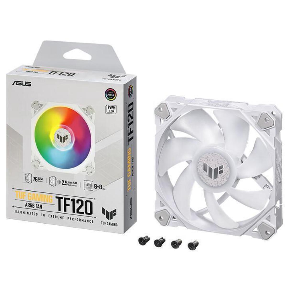 Asus Tuf Gaming Tf120 Argb Fan 3pin Leds Blade 120mm Pwm Control For Computer Case & Liquid Radiator White Asus Tuf Gaming Tf120 Argb Fan 3pin Leds Blade 120mm Pwm Control For Computer Case & Liquid Radiator White