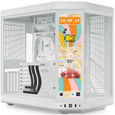 HYTE Y70 Touch Infinite Dual Chamber ATX Mid Tower Modern Aesthetic Gaming case, Enhanced Edition, Panoramic Tempered Glass Design, w/ 14.9” IPS 2.5 60Hz KTouchscreen & PCIE 4.0 Riser Cable (Snow White) | CS-HYTE-Y70TTI-WW |