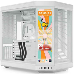 HYTE Y70 Touch Infinite Dual Chamber ATX Mid Tower Modern Aesthetic Gaming case, Enhanced Edition, Panoramic Tempered Glass Design, w/ 14.9” IPS 2.5 60Hz KTouchscreen & PCIE 4.0 Riser Cable (Snow White) | CS-HYTE-Y70TTI-WW |