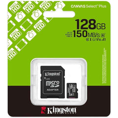 Kingston Sdcs3/128gb Canvas Sele Plus Microsdxc Card Up To 150mb/s A1 Class 10 Uhs I With Adapter