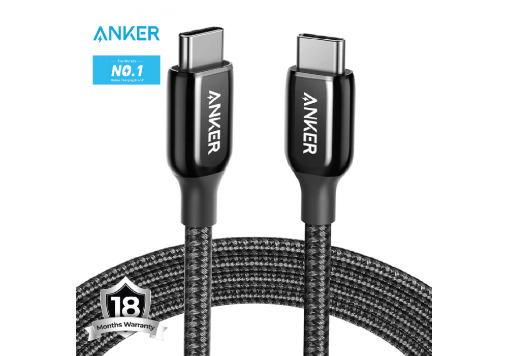 Anker Nylon Cable 322 USB-C to USB-C - 3.3ft - 60W - Black A8752H11 - 18 Month Warranty