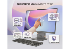 Lenovo ThinkCentre neo 50a 27 Gen 6 – 27" FHD Touch AIO Desktop, Intel Core Ultra 7 256V, Integrated Intel Arc Graphics, 16GB LPDDR5X, 512GB PCIe 4.0 SSD, Harman Speakers, 5MP Camera, Wi‑Fi 6 & Ethernet, Luna Grey - 3 Year Warranty