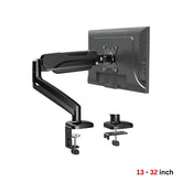 Redragon GMK914 Single Monitor Mount Stand - Gas Spring Adjustable Arms with VESA 75/100mm, 13-32 Inch Screen Compatibility, C Clamp & Grommet Base, Cable Management, 17.6lbs Load Capacity - CompuMe