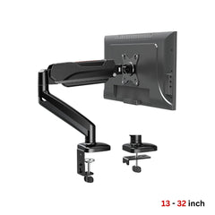 Redragon GMK914 Single Monitor Mount Stand - Gas Spring Adjustable Arms with VESA 75/100mm, 13-32 Inch Screen Compatibility, C Clamp & Grommet Base, Cable Management, 17.6lbs Load Capacity - CompuMe