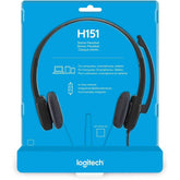 Logitech H151 Stereo Headset With Noise Cancelling Mic 3.5mm Audio Jack