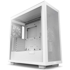 NZXT H7 Flow ATX Tempered Glass Mid Tower Perforated & Ventilated Gaming Case w- 2x120mm Fans & USB Type-C Port -Matte White - CM-H71FW-01 -White- -