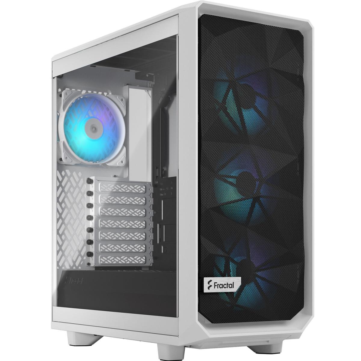 Fractal Design Meshify 2 Compact (White TG Clear Tint) Mid-Tower Tempered Glass RGB High-Performance Gaming Case w/ Type-C & 4x120mm Aspect 12 RGB PWM Fans | FD-C-MES2C-08 | - CompuMe Fractal Design Meshify 2 Compact (White TG Clear Tint) Mid-Tower Tempered Glass RGB High-Performance Gaming Case w/ Type-C & 4x120mm Aspect 12 RGB PWM Fans | FD-C-MES2C-08 | - CompuMe