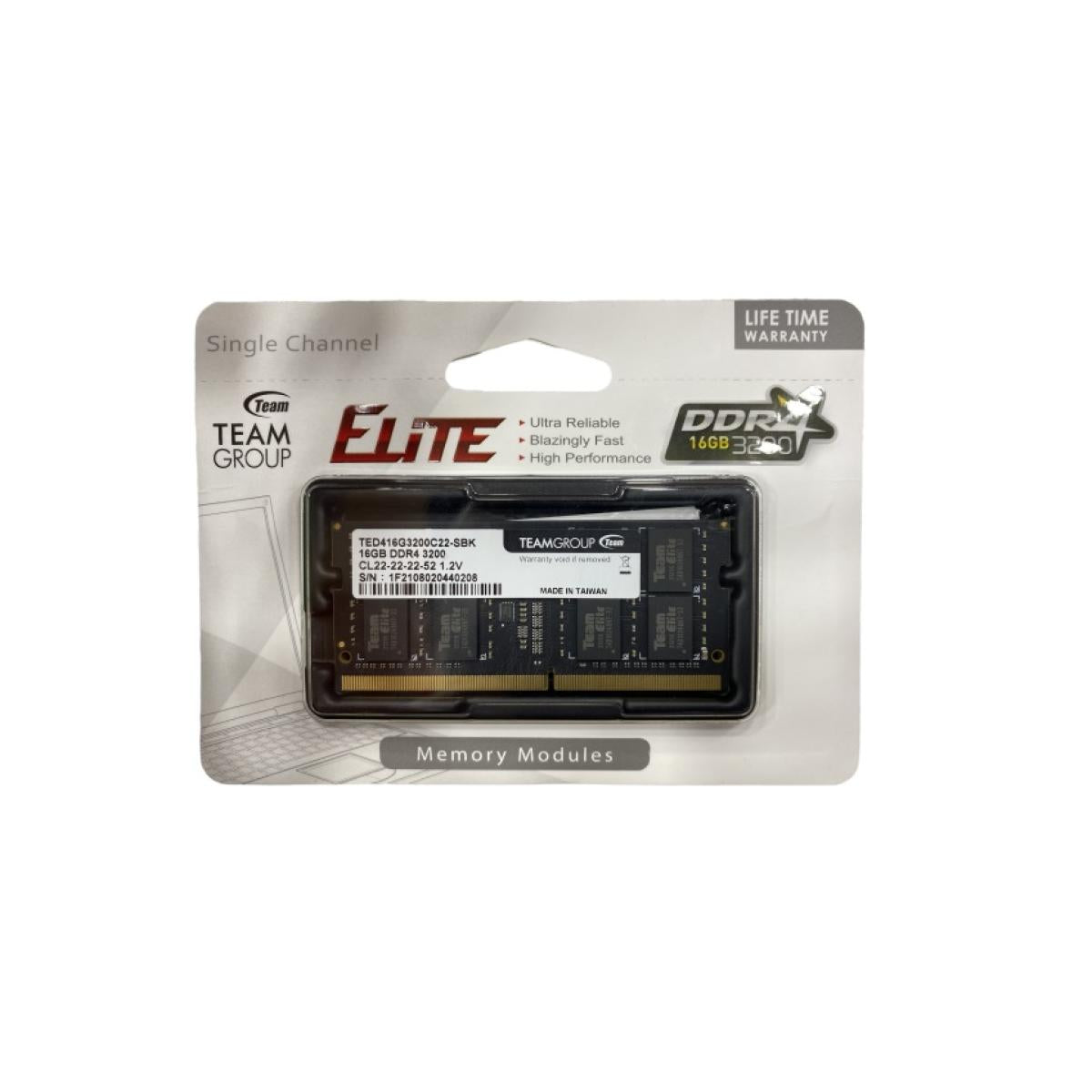 TEAMGROUP ELITE SO-DIMM Single 16GB 3200MHz CL22 DDR4 LAPTOP MEMORY | TEAMGROUP Elite Plus DDR4 Memory | TEAMGROUP ELITE SO-DIMM Single 16GB 3200MHz CL22 DDR4 LAPTOP MEMORY | TEAMGROUP Elite Plus DDR4 Memory |