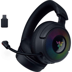 Razer Kraken V4 Wireless & Bluetooth & Usb Super Wideband Mic 40mm Drivers 9 Zone Rgb Lighting For Pc, Mac, Ps5, Nintendo Switch, Steam Deck, Smartphone Black