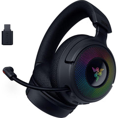 Razer Kraken V4 Wireless & Bluetooth & USB Super Wideband Mic 40mm Drivers 9 Zone RGB Lighting For PC, Mac, PS5, Nintendo Switch, Steam Deck, Smartphone - Black