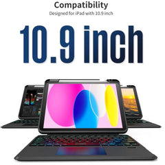 Choetech Bh 017 Wireless Keyboard Case For Ipad 10.9" Arabic / English Layout (black) - CompuMe