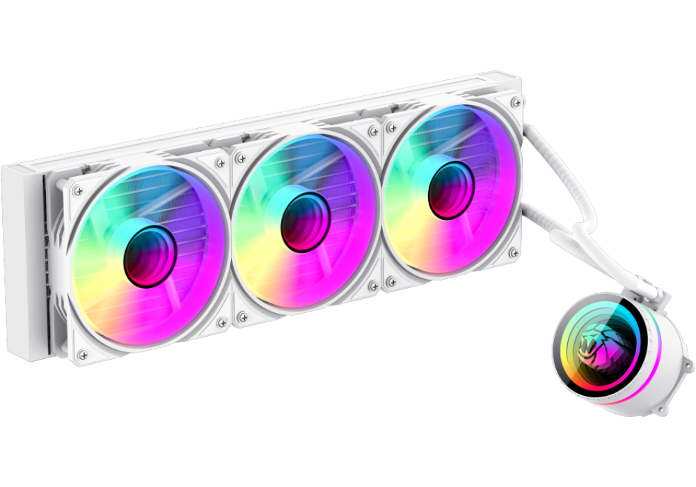 GameMax IceBurg 360 Infinity White – 360mm ARGB AIO Liquid CPU Cooler, 300W TDP, Leak‑Proof Design, Multi‑Platform Support