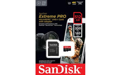SanDisk Extreme Pro 512GB microSDXC UHS-I V30 200MB/s Read 140MB/s Write Memory Card for 4K Video on Smartphones Action Cams & Drones