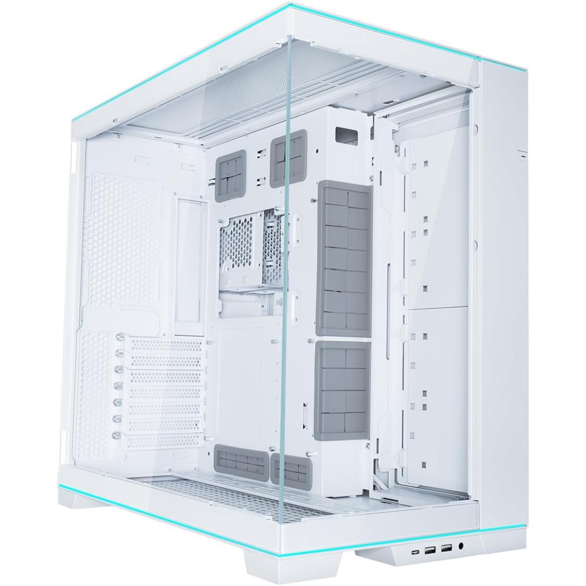 Lian Li O11d Evo Rgb Front & Side Tempered Glass Dual Chamber Case Argb Lighting Strips Up To 420mm Radiator Reversible Chassis White