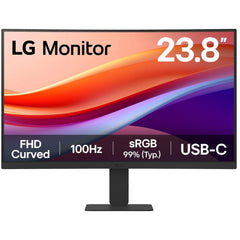 LG 24U421A 24" 1500R Curved Full HD 100Hz HDR10, 3-Side Borderless, LG Switch App, HDMI, USB Type-C 15W PD, Tilt Slim Stand, Black