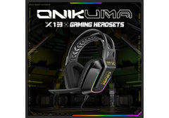 ONIKUMA X13 Noise Cancelling Headphones Wired Gaming Headset Music Earphones Suitable For Computer Laptop With RGB Lighting Mic, 50mm Drivers, 120° Adjustable Mic, Multi-Color Options