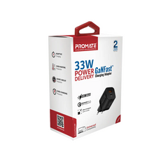 PROMATE POWERPORT-33.EU BK 33W Power Delivery GaNFast™ Charging Adapter