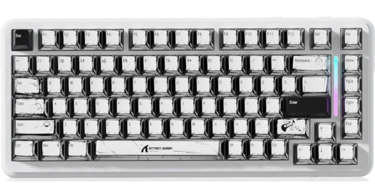 ATTACK SHARK X82 PRO HE Magnetic Gaming Keyboard,8KHz Polling Rate,Adjustable Actuation Rapid Trigger,Tri-Mode Wireless PC Keyboard with 5000mAh Battery,Cloud/Software Drive for Win/Mac.