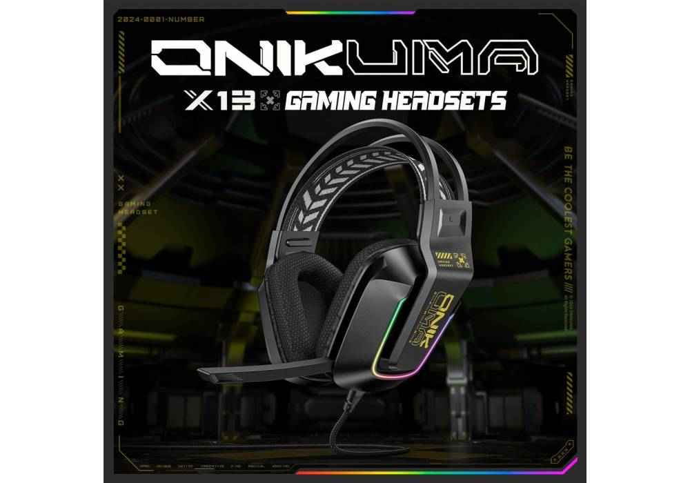 ONIKUMA X13 Noise Cancelling Headphones Wired Gaming Headset Music Earphones Suitable For Computer Laptop With RGB Lighting Mic, 50mm Drivers, 120° Adjustable Mic, Multi-Color Options